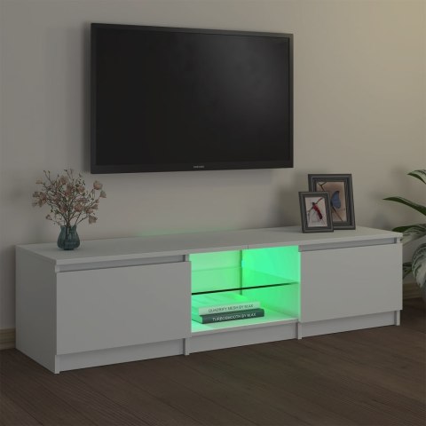  Szafka pod TV z oświetleniem LED, biała, 140 x 40 x 35,5 cm