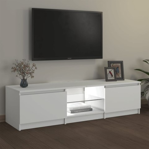  Szafka pod TV z oświetleniem LED, biała, 140 x 40 x 35,5 cm