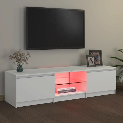  Szafka pod TV z oświetleniem LED, biała, 140 x 40 x 35,5 cm