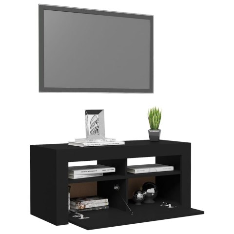  Szafka pod TV z oświetleniem LED, czarna, 90x35x40 cm