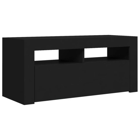  Szafka pod TV z oświetleniem LED, czarna, 90x35x40 cm