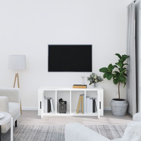  Szafka pod TV, biała, 100x35x40 cm, materiał drewnopochodny