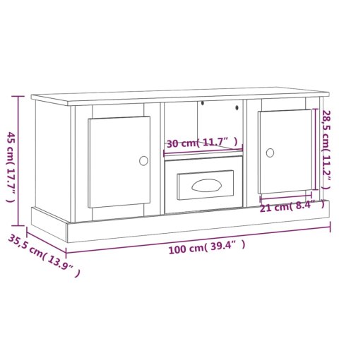  Szafka pod TV, biała, 100x35,5x45 cm, materiał drewnopochodny