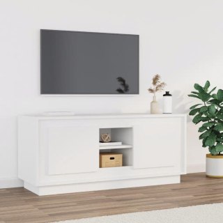  Szafka pod TV, biała, 102x35x45 cm, materiał drewnopochodny