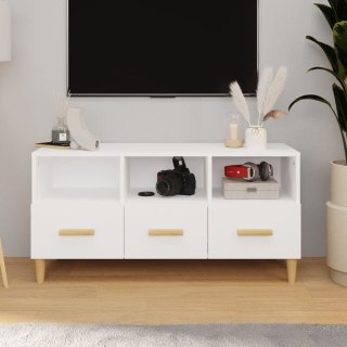  Szafka pod TV, biała, wysoki połysk, 102x36x50 cm