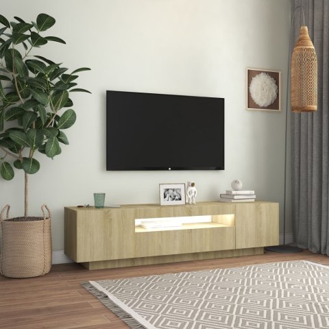  Szafka TV z oświetleniem LED, kolor dąb sonoma, 160x35x40 cm