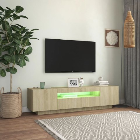  Szafka TV z oświetleniem LED, kolor dąb sonoma, 160x35x40 cm