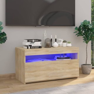  Szafka TV z oświetleniem LED, dąb sonoma, 75x35x40 cm