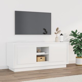  Szafka pod TV, wysoki połysk, biała, 102x35x45 cm