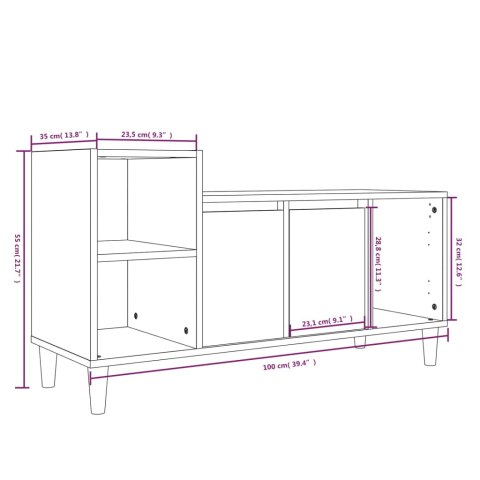  Szafka pod TV, wysoki połysk, biała, 100x35x55 cm