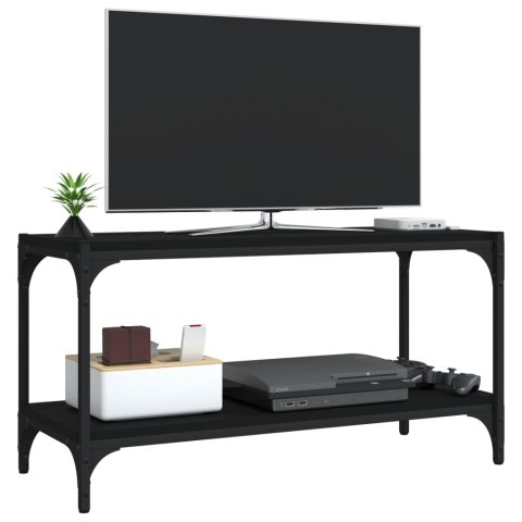  Szafka pod TV, czarna 80x33x41 cm materiał drewnopochodny/ stal