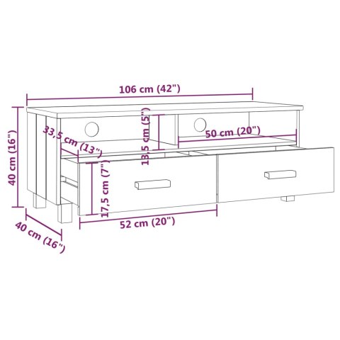  Szafka pod TV HAMAR, ciemnoszara, 106x40x40 cm, drewno sosnowe