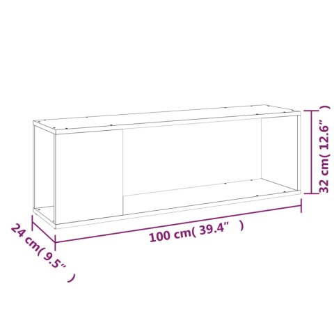  Szafka pod TV, biała z połyskiem, 100x24x32 cm