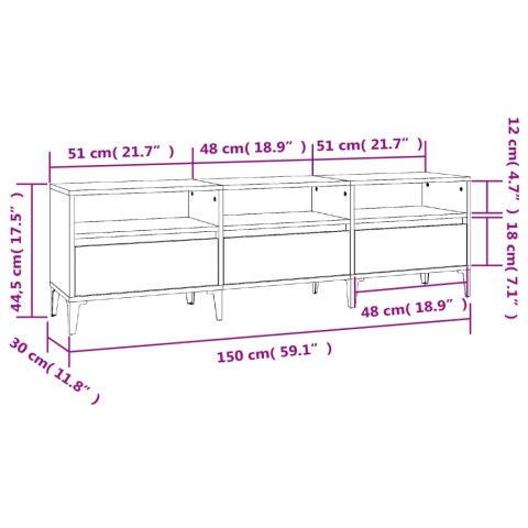  Szafka pod TV, biała, 150x30x44,5 cm, materiał drewnopochodny