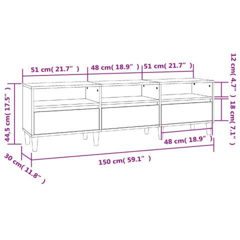  Szafka pod TV, biała, 150x30x44,5 cm, materiał drewnopochodny