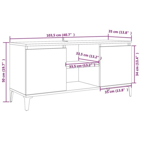  Szafka TV, metalowe nóżki, szarość betonu, 103,5x35x50 cm