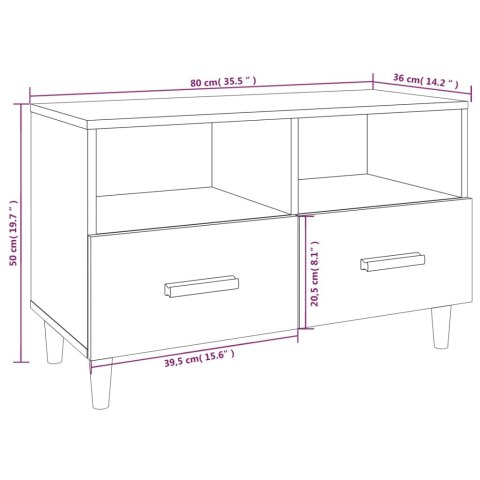  Szafka pod TV, biała, wysoki połysk, 80x36x50 cm