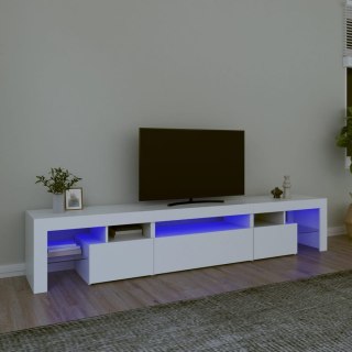  Szafka pod TV z oświetleniem LED, biała, 215x36,5x40 cm