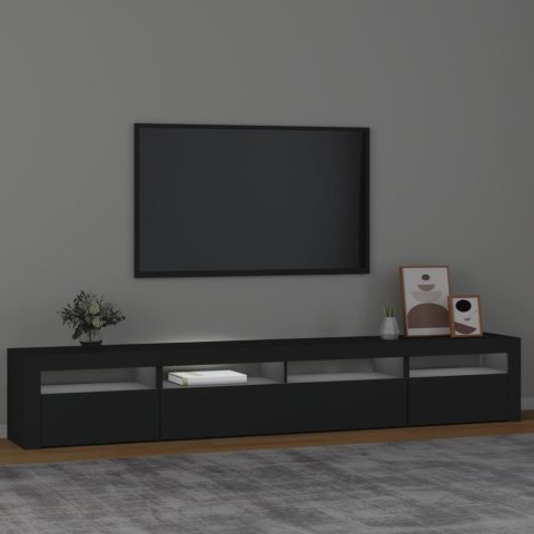  Szafka pod TV z oświetleniem LED, czarna, 240x35x40 cm