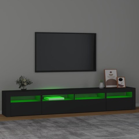  Szafka pod TV z oświetleniem LED, czarna, 240x35x40 cm