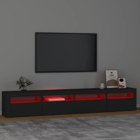  Szafka pod TV z oświetleniem LED, czarna, 240x35x40 cm