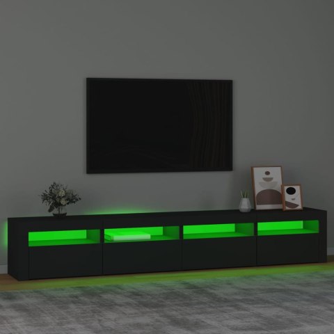  Szafka pod TV z oświetleniem LED, czarna, 240x35x40 cm