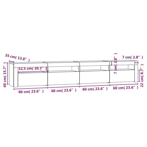  Szafka pod TV z oświetleniem LED, czarna, 240x35x40 cm