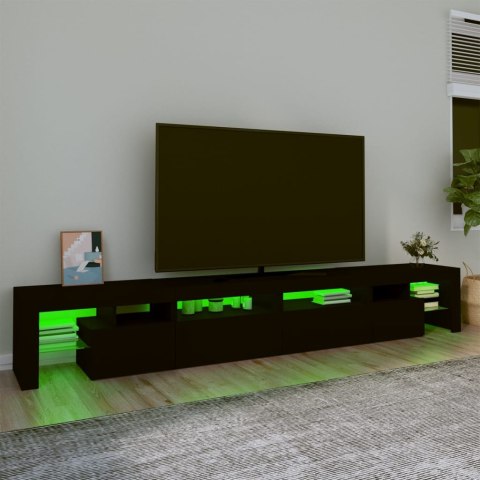  Szafka pod TV z oświetleniem LED, czarna, 260x36,5x40 cm