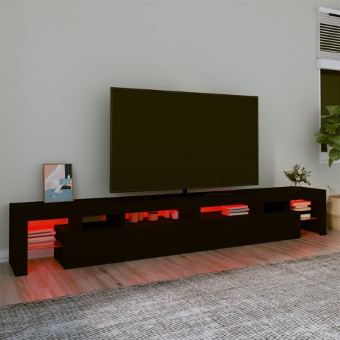  Szafka pod TV z oświetleniem LED, czarna, 260x36,5x40 cm