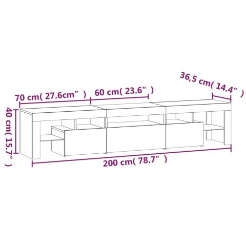  Szafka pod TV z oświetleniem LED, dąb sonoma 200x36,5x40 cm