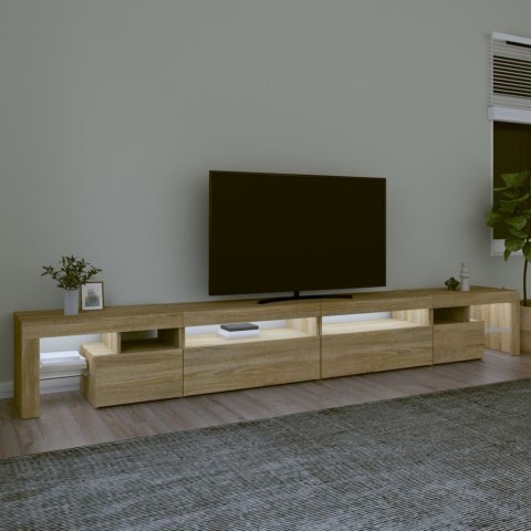  Szafka pod TV z oświetleniem LED, dąb sonoma, 290x36,5x40 cm