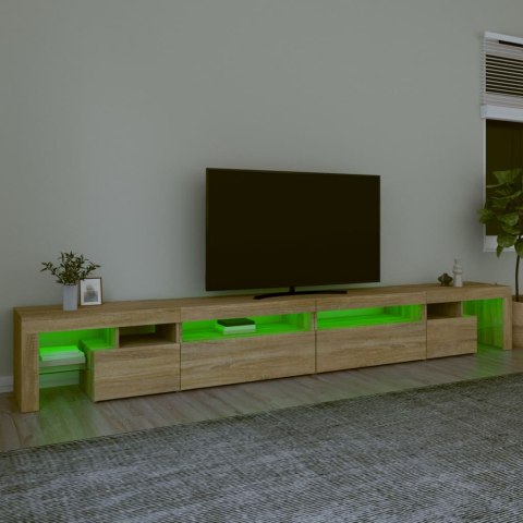  Szafka pod TV z oświetleniem LED, dąb sonoma, 290x36,5x40 cm