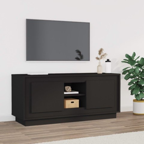  Szafka pod TV, czarna, 102x35x45 cm, materiał drewnopochodny