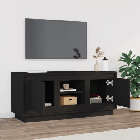  Szafka pod TV, czarna, 102x35x45 cm, materiał drewnopochodny