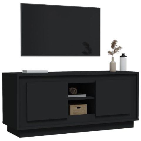  Szafka pod TV, czarna, 102x35x45 cm, materiał drewnopochodny