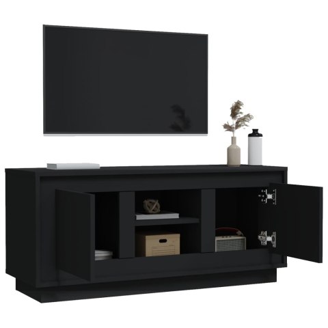  Szafka pod TV, czarna, 102x35x45 cm, materiał drewnopochodny