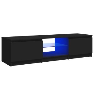  Szafka pod TV z oświetleniem LED, czarna, 140x40x35,5 cm