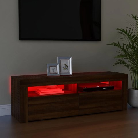  Szafka pod TV z oświetleniem LED, brązowy dąb, 120x35x40 cm