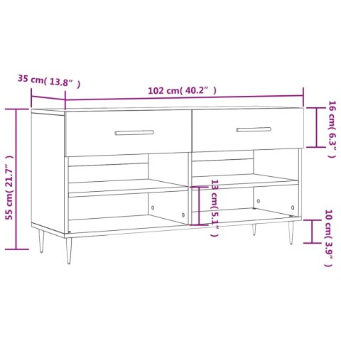  Ławka z miejscem na buty, biała, 102x35x55 cm