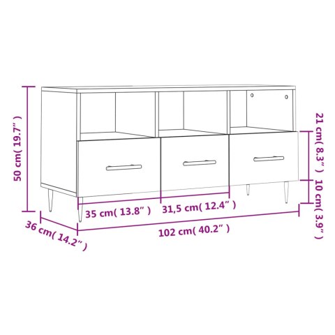  Szafka pod TV, biała, 102x36x50 cm, materiał drewnopochodny