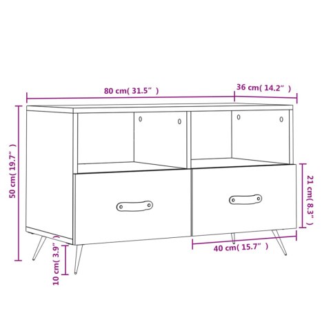  Szafka pod TV, biała, 80x36x50 cm, materiał drewnopochodny