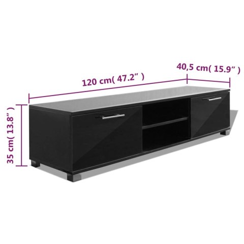  Szafka pod TV na wysoki połysk czarna 120x40,5x35 cm