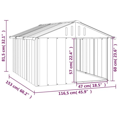  Buda dla psa, antracytowa, 116,5x153x81,5 cm, stal