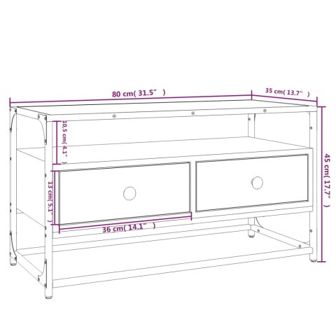  Szafka pod TV, przydymiony dąb, 80x35x45 cm