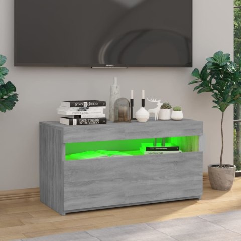  Szafka pod TV z oświetleniem LED, szary dąb sonoma, 75x35x40 cm