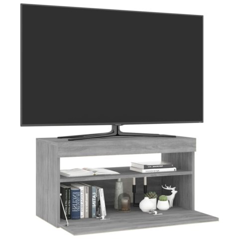  Szafka pod TV z oświetleniem LED, szary dąb sonoma, 75x35x40 cm