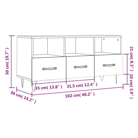  Szafka pod TV, czarna, 102x36x50 cm, materiał drewnopochodny