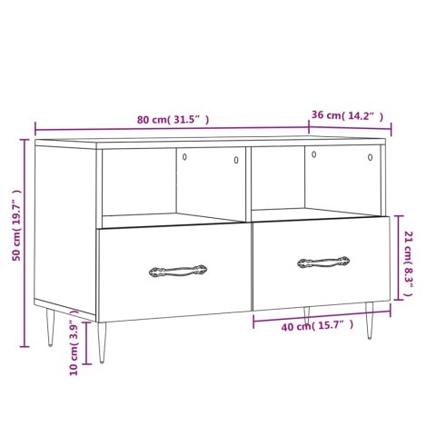  Szafka pod TV, czarna, 80x36x50 cm, materiał drewnopochodny