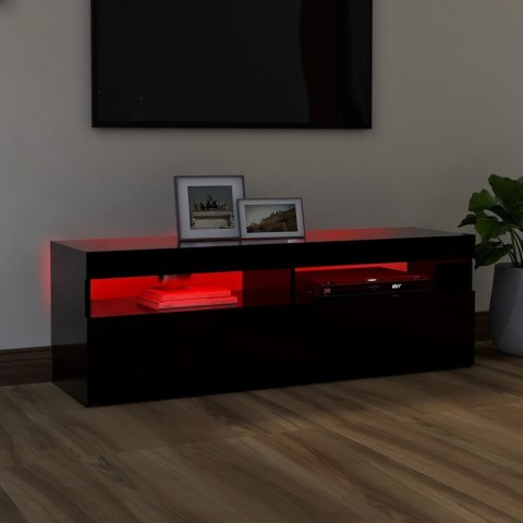  Szafka pod TV z oświetleniem LED, czarna, 120x35x40 cm