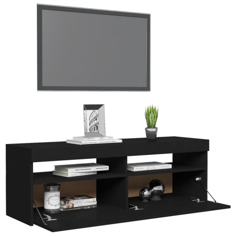  Szafka pod TV z oświetleniem LED, czarna, 120x35x40 cm